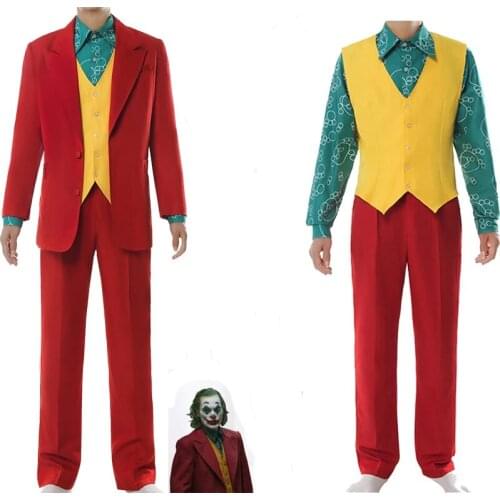 Joker Origin Movie Horror Horror Clown Halloween Party Cosplay Costume With Clown Wig Cosplay Green Synthetic Hair Clothes Set