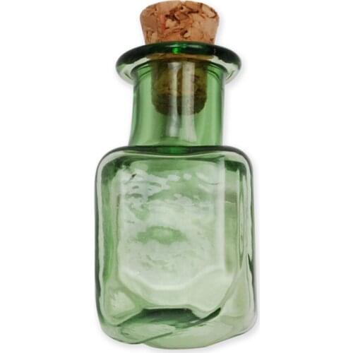 Square Glass Wishing Bottle Pendant With Cork, Handmade Glass Message Vials For Jewelry Making