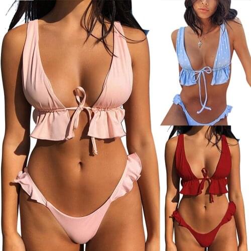 Summer Polka Dot bikinis 2020 swimwear women swimsuit beach bathing suit Ruffle Push Up biquini sexy brazilian bikini set bather