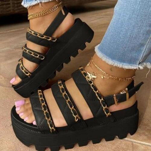 Summer Shoes Woman Flat Platform Sandals Women Soft Leather Casual Open Toe Gladiator Wedges Women Shoes Thick Bottom Shoes 2021
