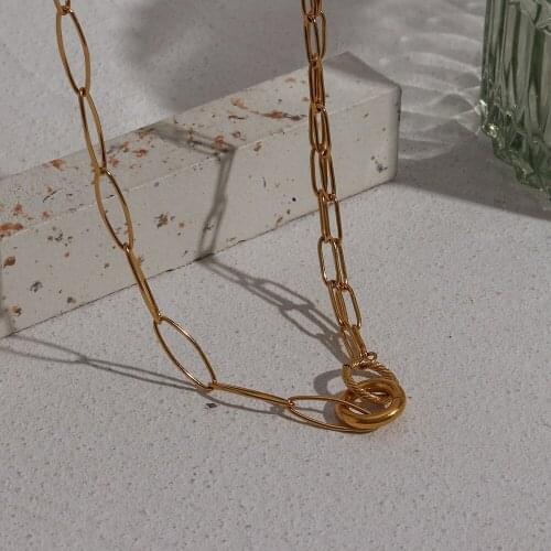 Minimalist Basic Stainless Steel Hypoallergenic Assymetric Patchwork Paperclip Chain Choker Necklaces For Women Steel Necklace