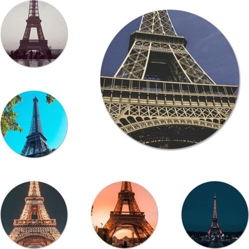 Fashion Paris Eiffel Tower Icons Pins Badge Decoration Brooches Metal Badges For Clothes Backpack Decoration 58mm
