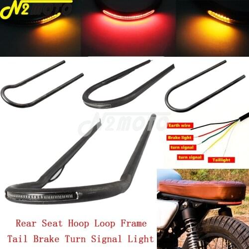 Motorcycle Rear Seat Hoop Loop Frame LED Tail Brake Turn Signal Light for Honda CB Yamaha SR Suzuki GS Kawasaki BMW Cafe Racer