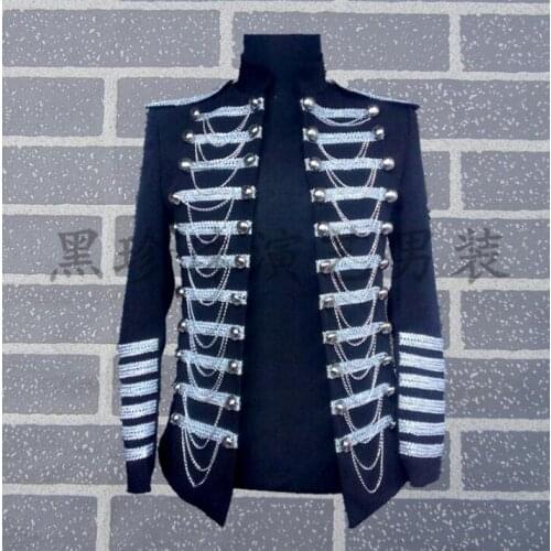 Men Palace Suits Designs Homme Terno Stage Costumes For Singers Men Black Blazer Dance Clothes Jacket Star Style Dress Punk
