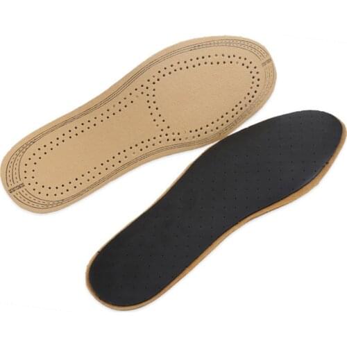 USHINE EU35-44 Soft Absorb Sweat Sport Shock Absorption Genuine Leather Insoles Men Latex Insoles Women