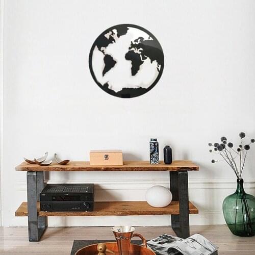 Nordic Style Tree of Life Wall Mirror Wooden Round Mirror World Map Framed for Bathroom Boho Bedroom Decoration Entryway Decor
