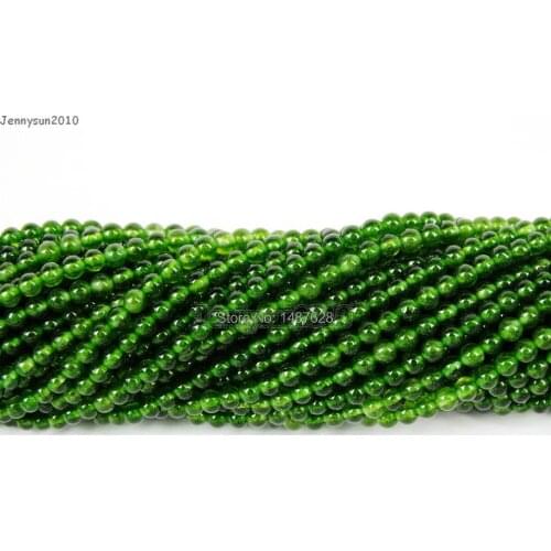 Natural Dark Green Ja-de Gems Stones 3mm Smooth Round Spacer Loose Beads 15'' Strand for Jewelry Making Crafts 5 Strands/Pack