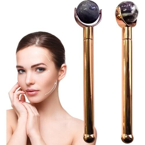 Natural Amethyst Jade Roller Purple Crystal Jade Ball Massager Facial Massage Tool Facial Massager Real Stone Quartz Face Roller