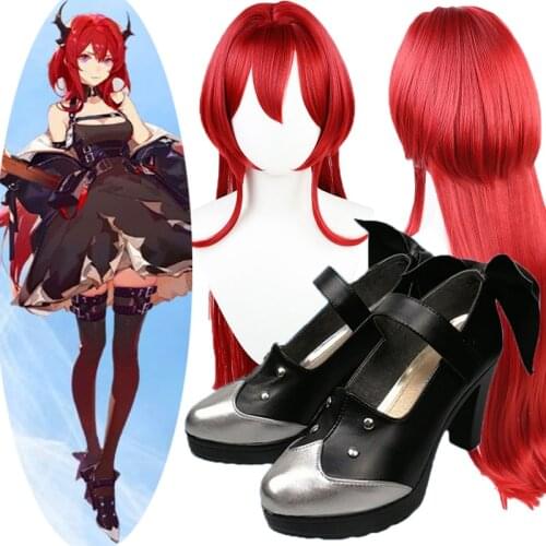 Game Arknights Operator Surtr Cosplay shoes Boots Wig Women Red Long Heat Resistant Fiber Hair Surtr Costume Role Play Wigs NEW