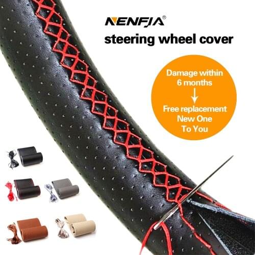 Car Steering Wheel Braid Cover Needles And Thread Artificial Leather Car Covers Suite 5 Color DIY Texture Soft Auto Accessories