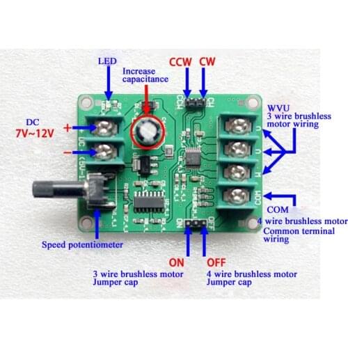 DC brushless motor driver board controller 9v-12v 3-wire 4-wire without Hall For CD drive Hard disk motor