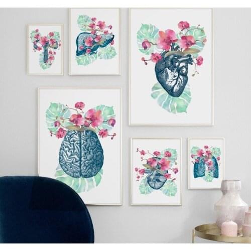 5d Diy Full Square Diamond Painting Anatomy Art Human Heart, Brain, Uterus, Diamond Embroidery Cross Stitch Mosaic Office Decor