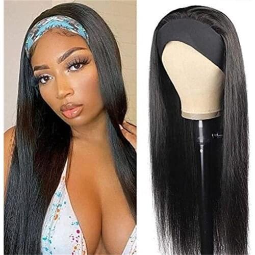 Straight Synthet Hair 26inch Headband Wig Luvin Hair Peruvian Hair Pre-Attached Scarf Machine Made Wig For Black Women Wig