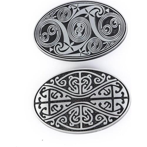 Western cowboy zinc alloy double color pattern belt buckle