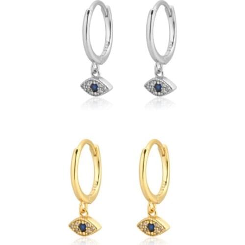 Silver Gold Color Bohemia Blue Stone Eyes Hoop Earrings Women Earings Unusual Earrings Cartilage Pendientes Orecchini Wholesale