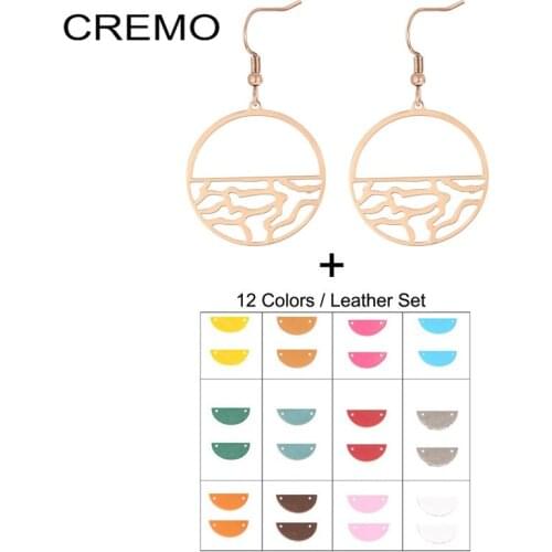 Cremo Hoop Earrings Dangle Earrings Fashion Stainless Steel Jewelry Reversible Leather Argent Drop Earrings For Women Jewelry