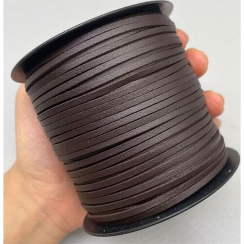 3MM Brown Macrame Braided Faux Suede Cord Leather Lace for DIY Handmade Beading Bracelet Jewelry Making Flat String