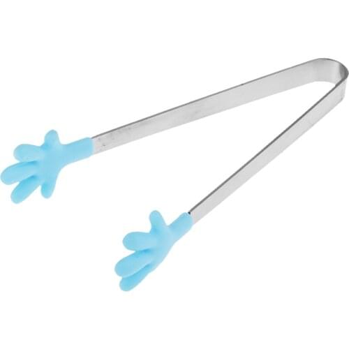 Silicone Food Clip Small Palm Stainless Steel Tongs Ice Non-Slip Clip