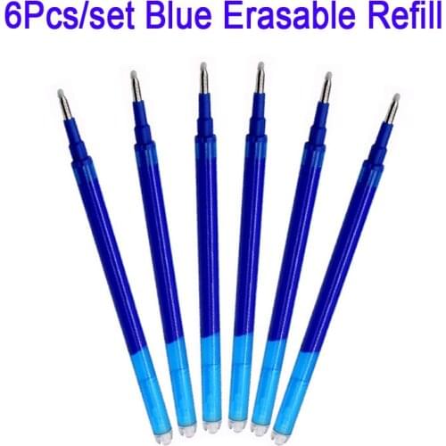 6Pcs/Set 0.7mm Erasable Gel Pen Refill Replacement Office Writing Stationery Accessories Black Blue Red Green Ink Erasable Pens