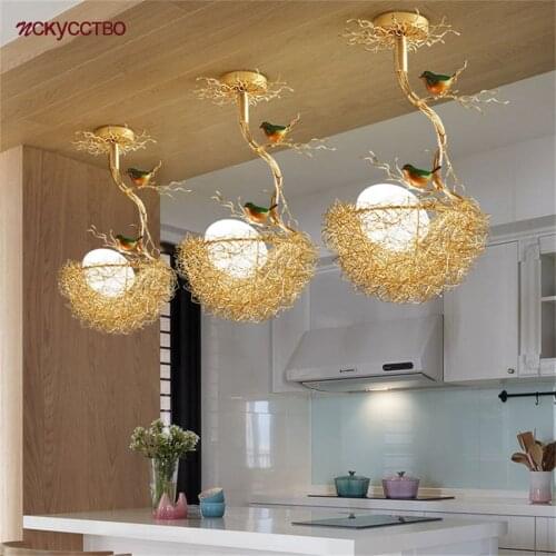 Nordic Modern Design BirdS Nest Glass Chandelier For Kitchen Dining Room Led Lamp Cottagecore Decor Suspended Luminaire Deign
