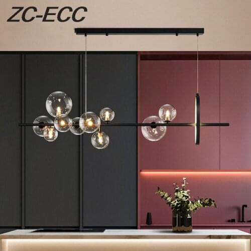 ZC-ECC Nordic LED Chandelier Light Glass Bubble Lampshade Dining room Store Hanging Chandelier Lighting G9 Bulb Free Shipping