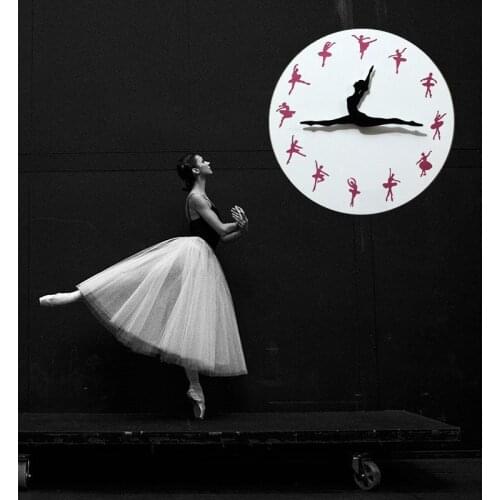 Dance art DIY mirror effect home decoration wall stickers Brief style still life quartz living room Affordable wall clock