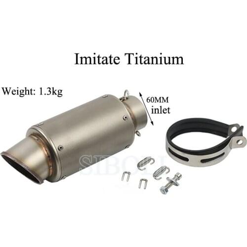 Inlet 51MM 60MM Motorcycle Exhaust Muffler Pipe Stainless Steel With Sticker For YAMAHA KAWASAKI HONDA SUZUKI tmax500 z1000