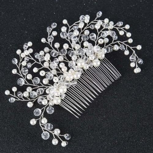 Hair Combs For Women Bridal Wedding Hair Comb Crystal Pearl Floral Hairwear HairComb Bride Noiva Crown Head Pieces Headdress