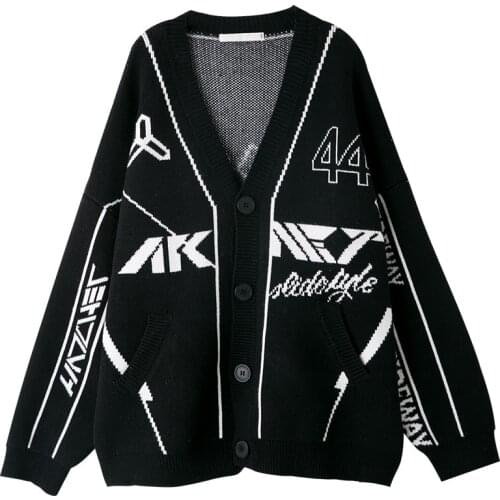 2021 autumn and winter Cardigan for women korean style V-Neck Jacquard pattern thick knittd cardigans womens sweaters кардиган