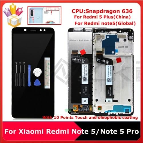 For Redmi Note 5 pro LCD Display Digitizer Assembly Replacement For Xiaomi Redmi Note 5 Full Panel Glass Touch Screen With Frame