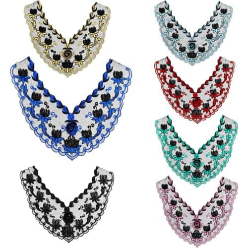 1pcs Embroidery Lace Collar Neckline Sewing Applique DIY Decorative Dress Clothing Floral Crafts Supplies