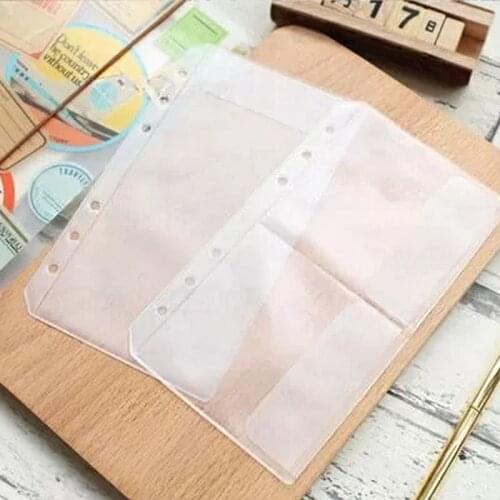 20pcs A6 Binder Pocket Transparent PVC Pouch For 6 Ring Notebook Loose Leaf Filing Cards Bills Holder Storage Bag Accessories
