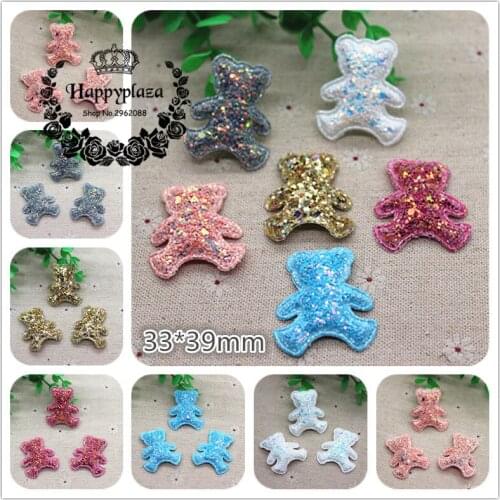3.3*3.9cm Upscale Glitter Paillette Padded Bear Patches Appliques For Clothes Sewing Supplies DIY Craft Decoration