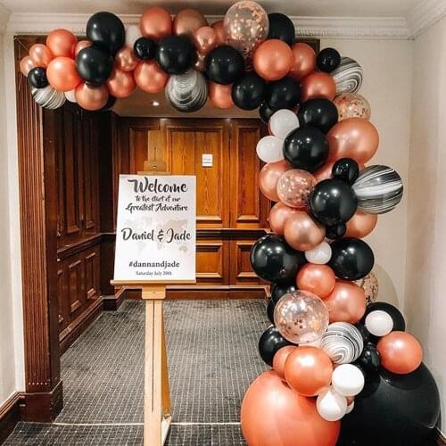 88 pcs Rose Gold Black Balloon Garland Decoration Birthday Wedding Party Shop Event Opening Background Decoration Props