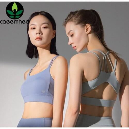 CAEEMHEE Hollow Out Halter Sports Bra Women Yoga Tank Tops Soft Breathale Gym Top Sexy Sport Wear Running Workout Active Bra