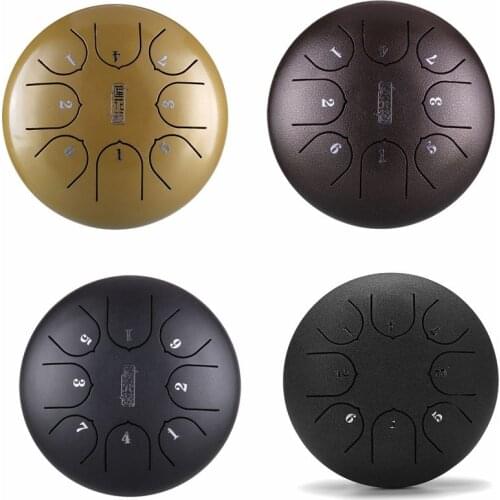 Tongue Drum 6 Inch Steel Tongue Drum 8 Tone Handpan Drum Set with Sticks Carrying Bag Drum for Meditation Percussion Instruments