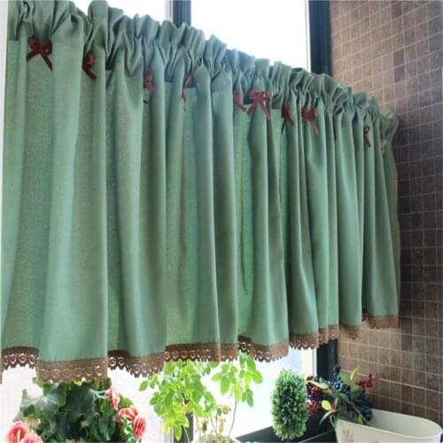 Free Shipping Quality Pastoral Green Curtain Lovely Lace Coffee Drapes Kitchen Closet Short Small Blinds Home Winder Decora