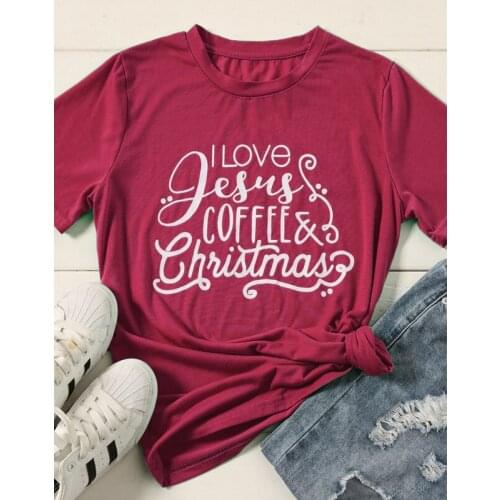 I Love Jesus Coffee & Christmas T-Shirt Funny Stylish Tumblr 100% Cotton Graphic Tee Jesus Faith Clothing Slogan Tops art tshirt