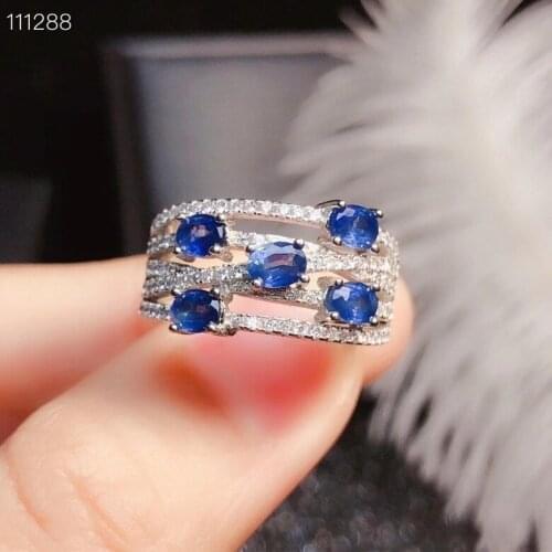 CoLife Jewelry 100% Natural Blue Sapphire Ring for Party 3mm*4mm Sapphire Silver Ring 925 Silver Sapphire Jewelry Girl Gift