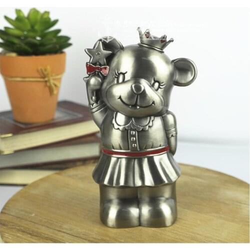 Creative crown bear metal piggy bank coin saving box big piggy bank tirelire enfant gumball cake money box for kids PB072