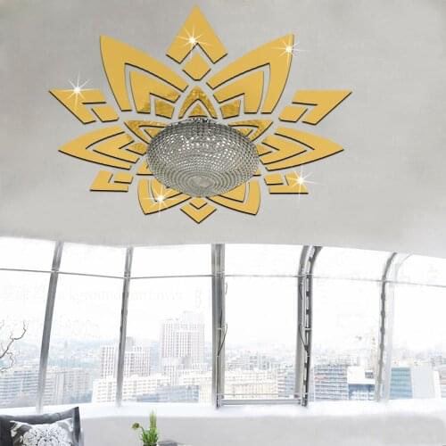 DIY creative stickers for ceiling decoration Acrylic Self-adhesive Mirror Gold Silver Wall Sticker chandelier Decorative sticker
