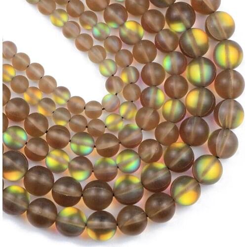 YHBZRET Natural Shimmer Stone Matte Brown Labradorite 6/8/10MM Round Loose beads for Jewelry making Braccelet DIY Accessories