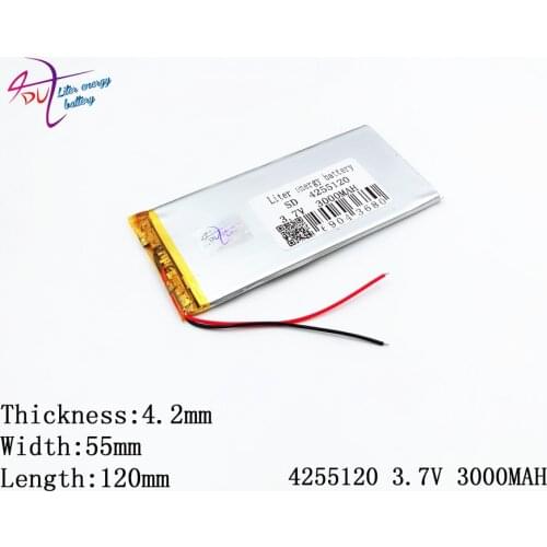 Liter energy battery 1PCS/Lot lithium polymer battery 4255120 3.7V 3000MAH 4055120 mobile power Tablet PC DIY