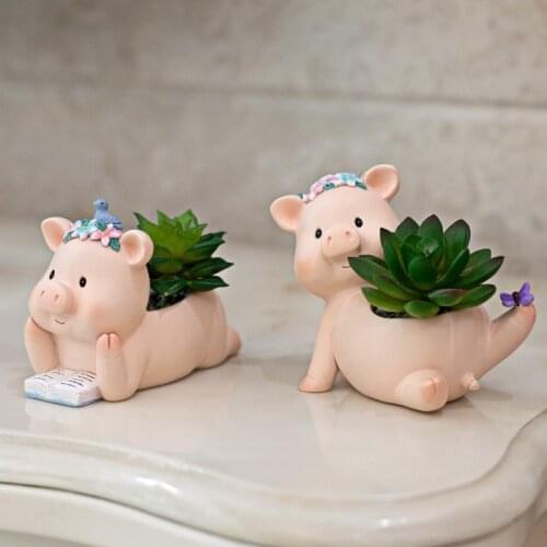 Small Pot Originality Fleshy Flowerpot Personality Cute Pig Cartoon Meat Plant Size Caliber Flowerpot Decorations For Balcony