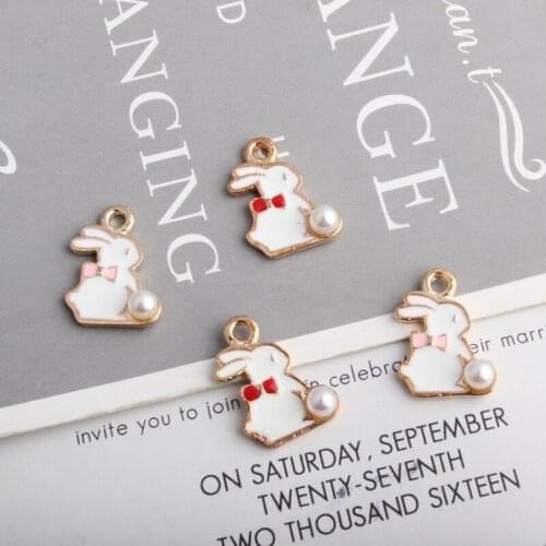 Fashion Easter Charms Jewelry Making Pendant Easter Enamel Pearl Bracelet Necklace DIY Pendants