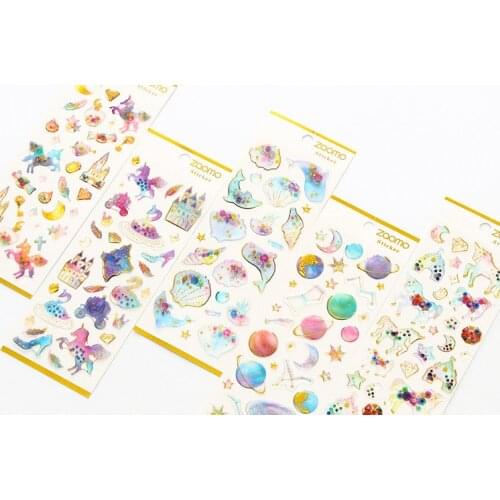 Cartoon dream crystal sticker diy decoration drippping glue sticker for album scrapbooking stationery sticker gift for kids