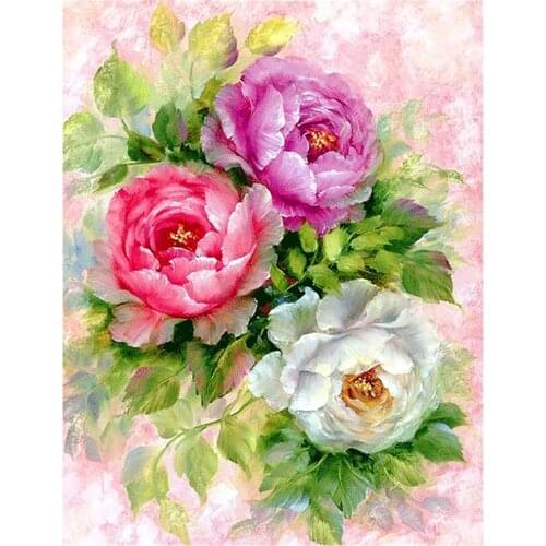 Flower Rose DIY Cross Stitch 11CT Embroidery Kits Needlework Craft Set Cotton Thread Printed Canvas Home Decoration On Design