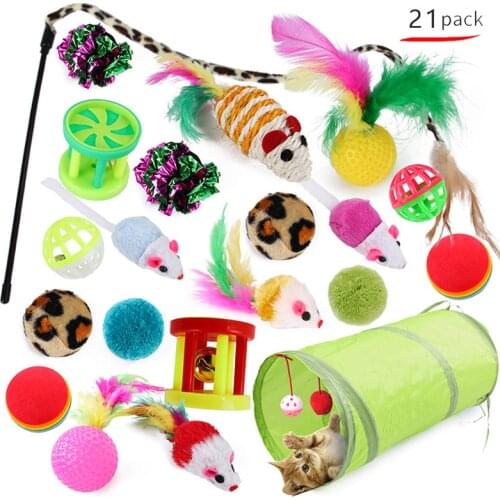 Cat Toys Combination Set Mouse Shape Interesting Ball Catmint Stick Feather Teaser Wand Kitten Love Pet Supplies Accessory