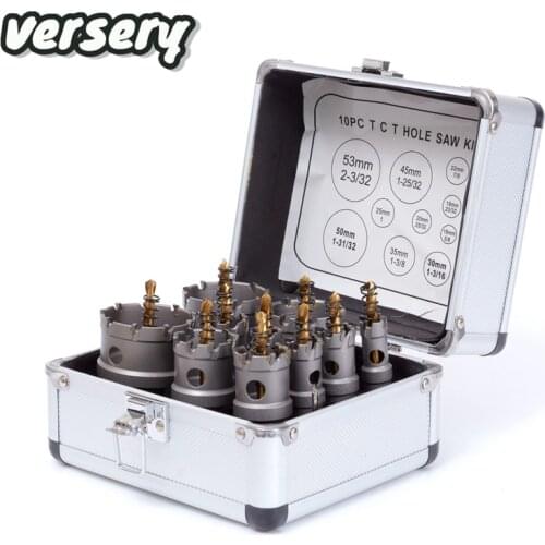 Free Shipping10pcs/Set 16-53mm TCT Hole Saw Drill Bit sets Alloy Carbide Cobalt Steel Cutter Stainless Steel Plate Iron Metal
