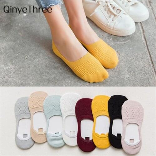1Pair Candy Color Invisible Non-slip Low Cut Socks Fashion Women Casual Cotton Breathable Ankle Boat Socks Drop ship